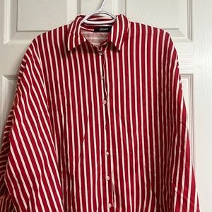 Oversized red and white striped top